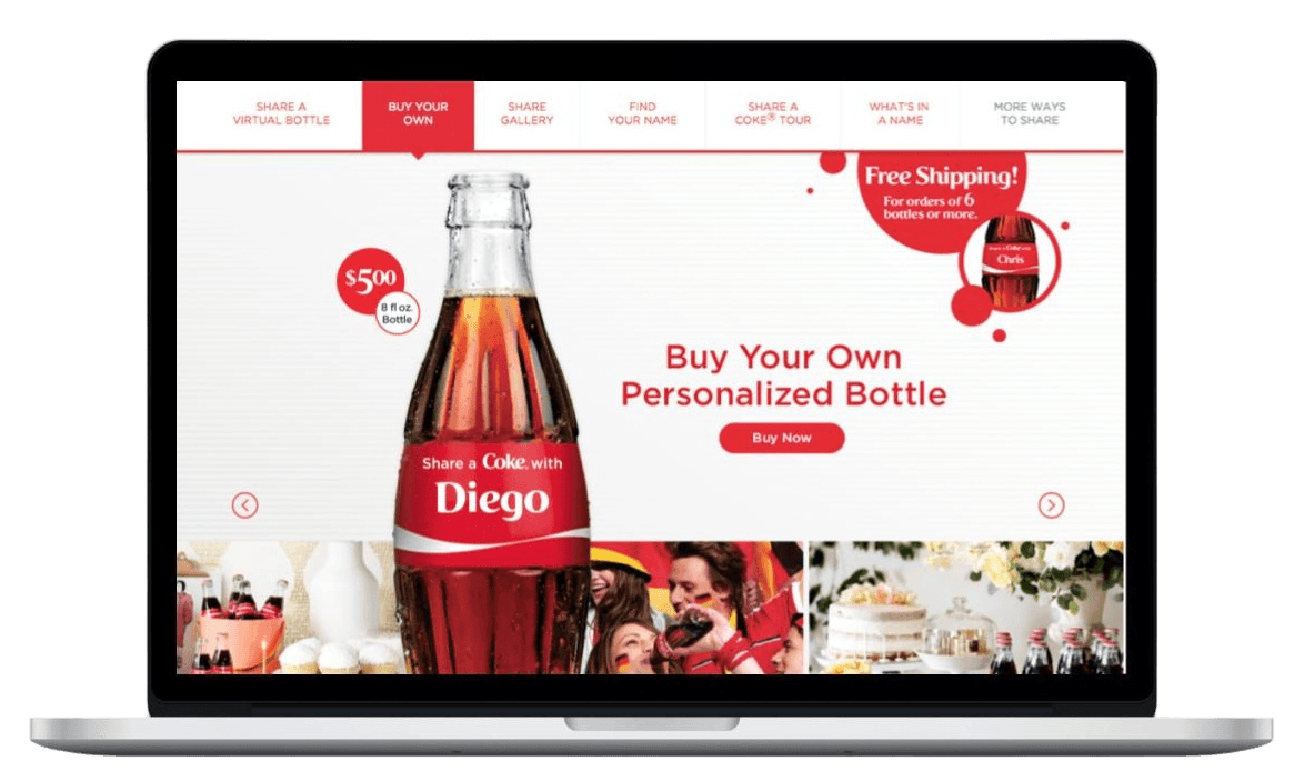 Coke Store — Share a Coke personalized bottle campaign landing page